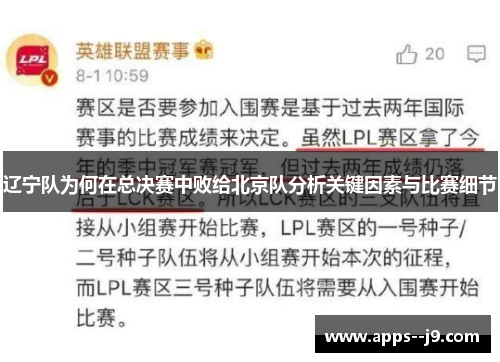 辽宁队为何在总决赛中败给北京队分析关键因素与比赛细节